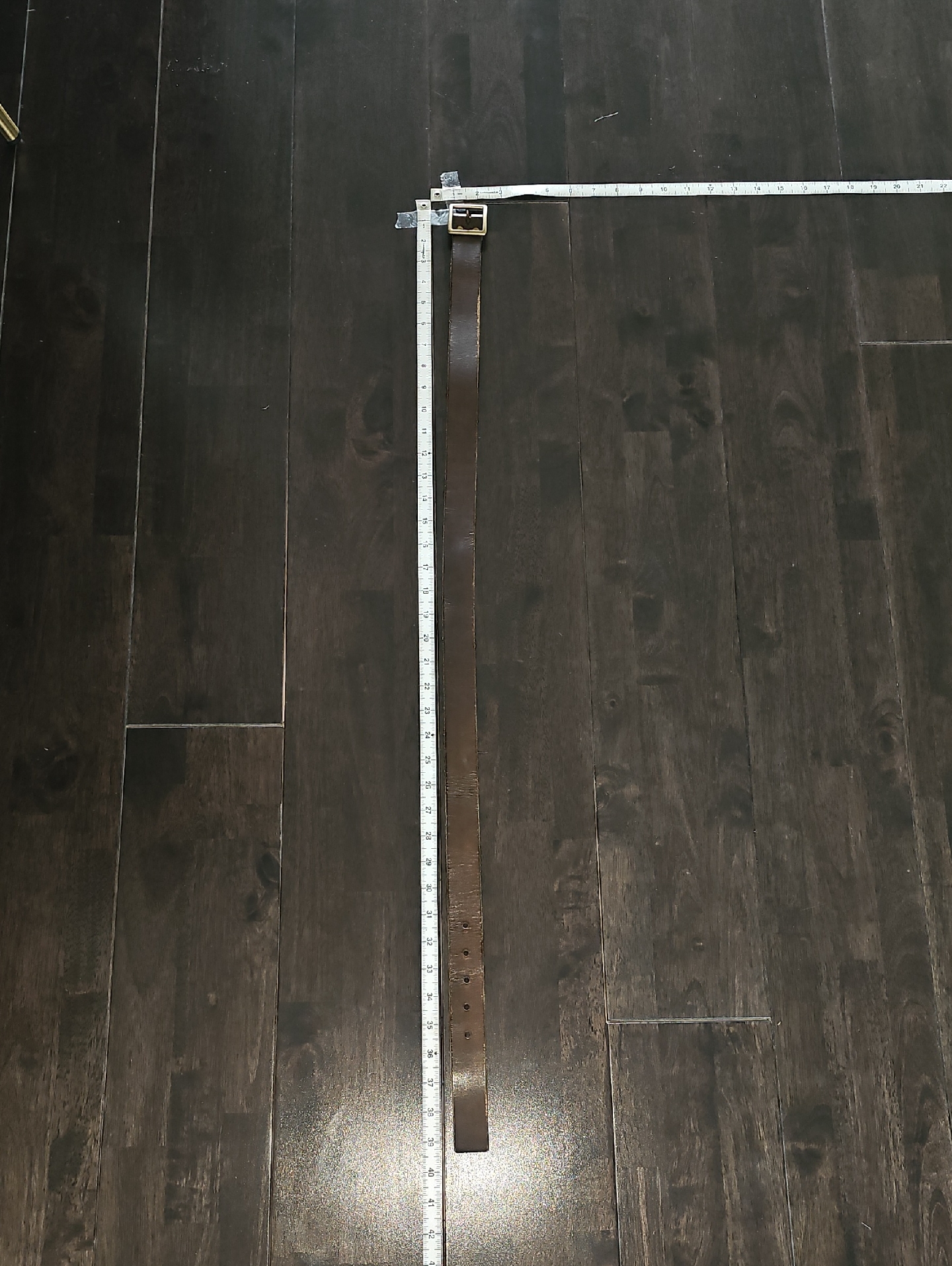 Brown Leather Belt With Brass Buckle